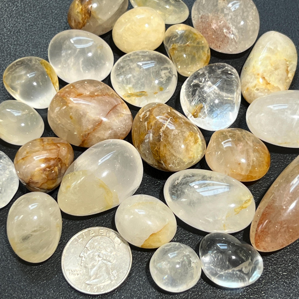 Golden & Clear Quartz Mixed Tumbled Stones - image 2