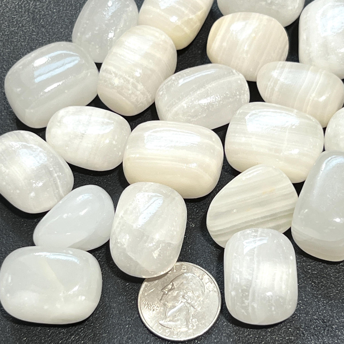 White Banded Calcite Tumbled Stones - image 2