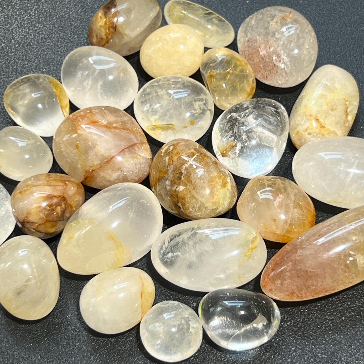 Golden & Clear Quartz Mixed Tumbled Stones