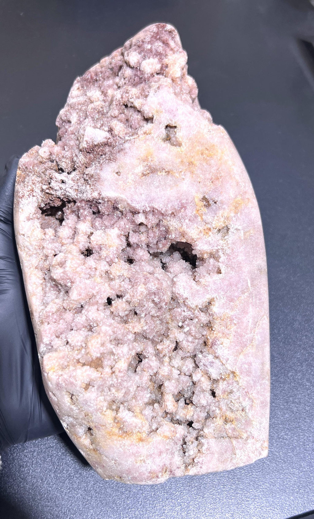 Large Pink Amethyst Druzy Crystal Cluster Standing Freeform Polished Carving