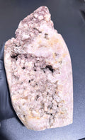 Large Pink Amethyst Druzy Crystal Cluster Standing Freeform Polished Carving