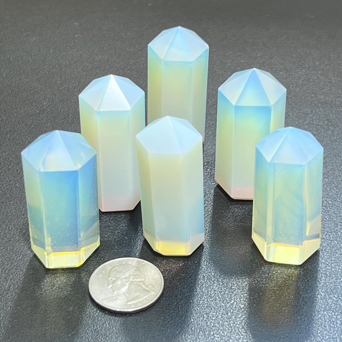 Opalite Glass Crystal Point Tower Obelisk Carving - image 2