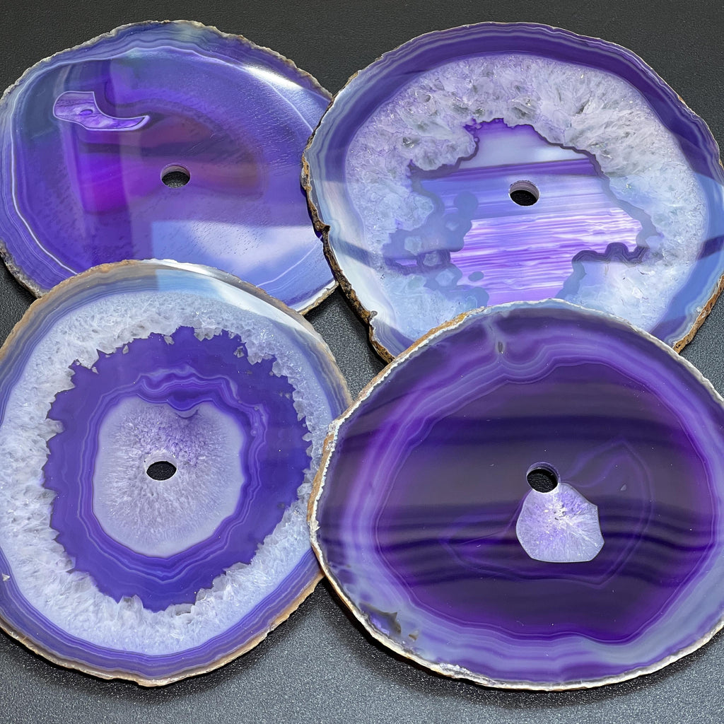 Large Purple Color Agate Slice Clock Faces (5.5 to 6 Inches) (1 CM Drilled Hole)
