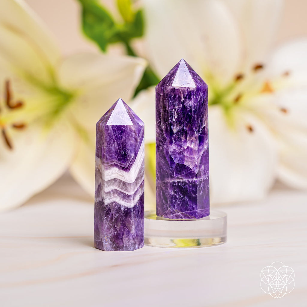 Chevron Amethyst Point – Violet & White Banded Crystal - image 2