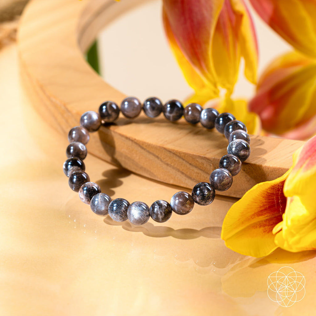 Black Moonstone Bead Bracelet – Silver Flash - image 5