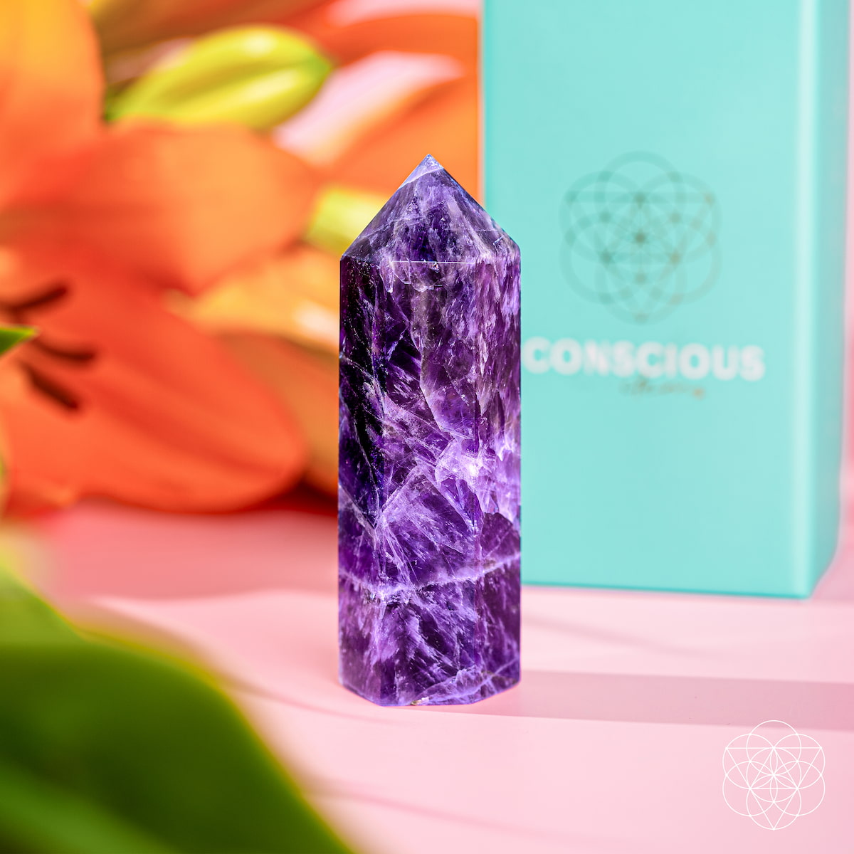Chevron Amethyst Point – Violet & White Banded Crystal - image 8