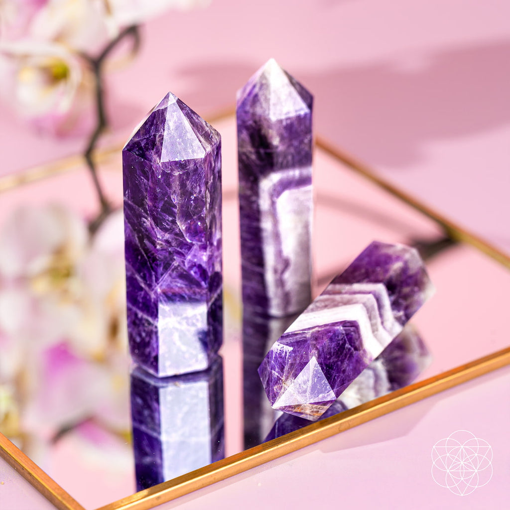 Chevron Amethyst Point – Violet & White Banded Crystal - image 7