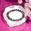 Black Moonstone Bead Bracelet – Silver Flash