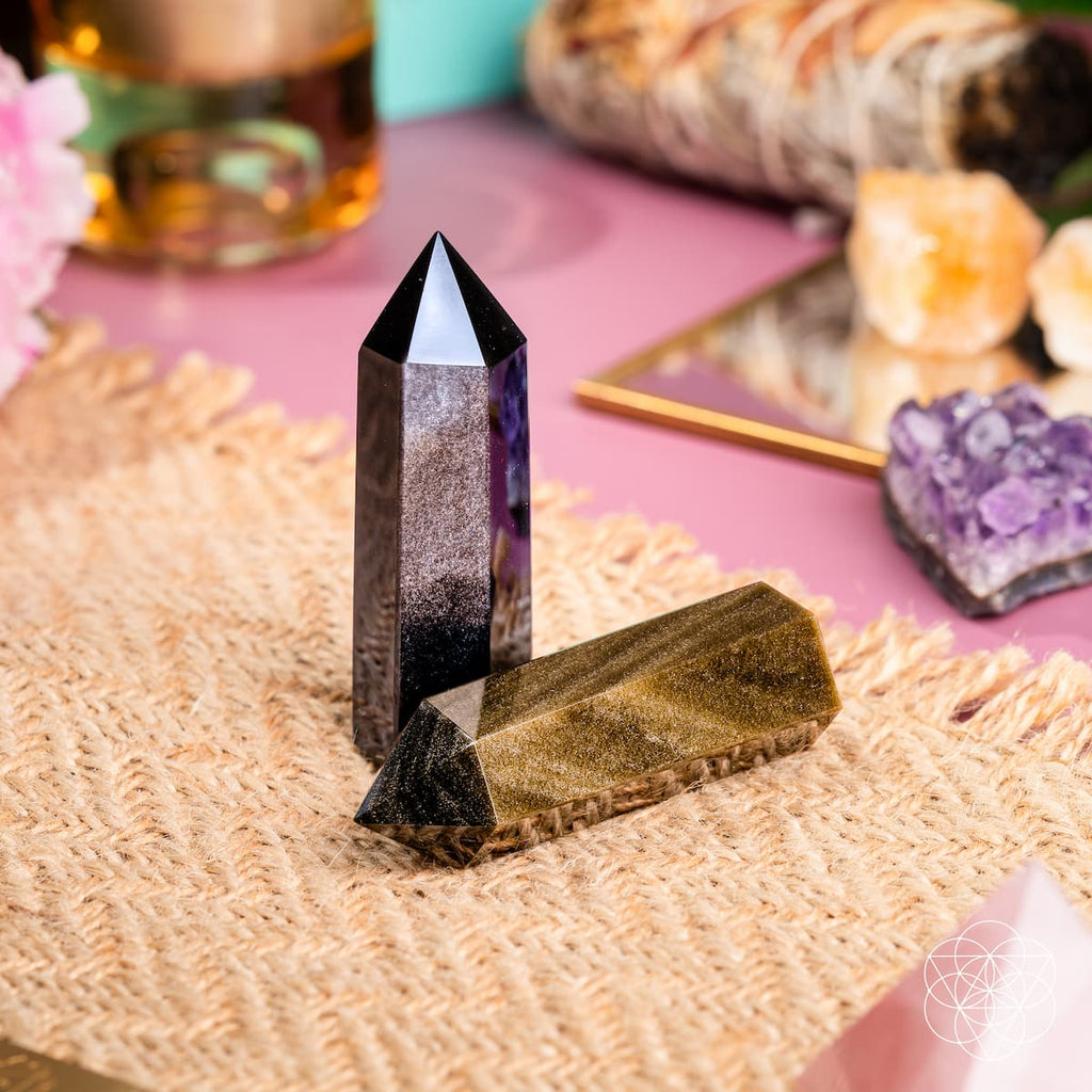 Gold & Silver Sheen Obsidian Points - image 4