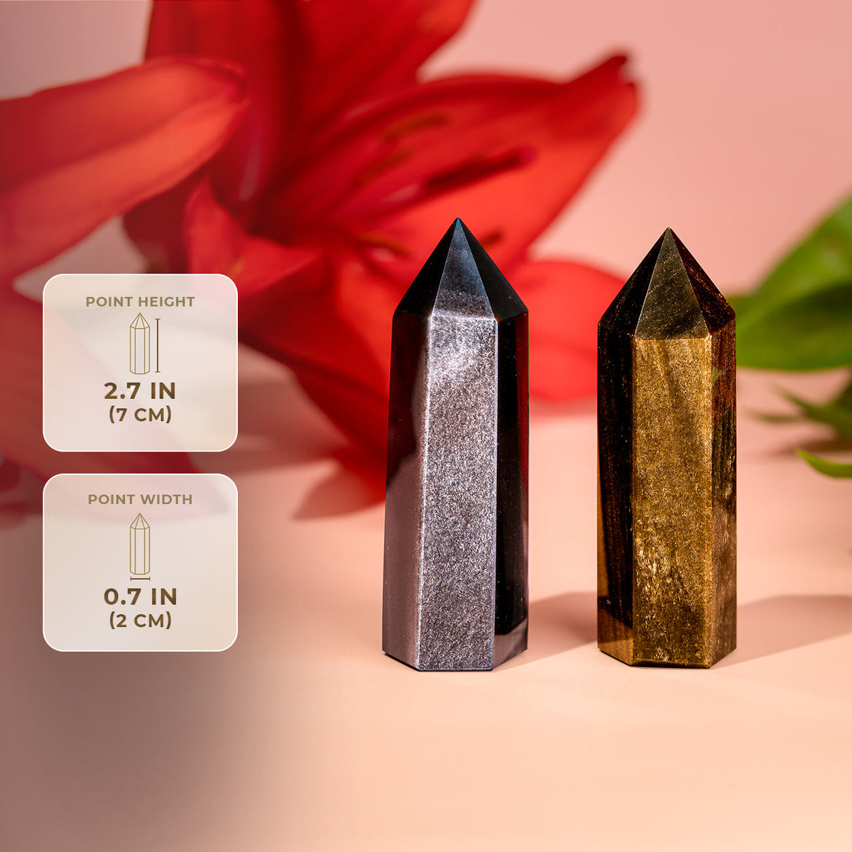 The Upper Hand – Gold & Silver Sheen Obsidian Points - image 2