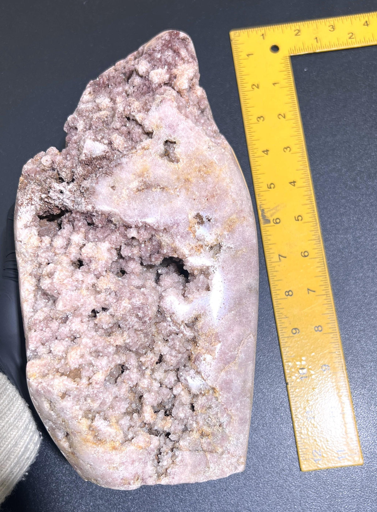 Large Pink Amethyst Druzy Crystal Cluster Standing Freeform Polished Carving - image 4