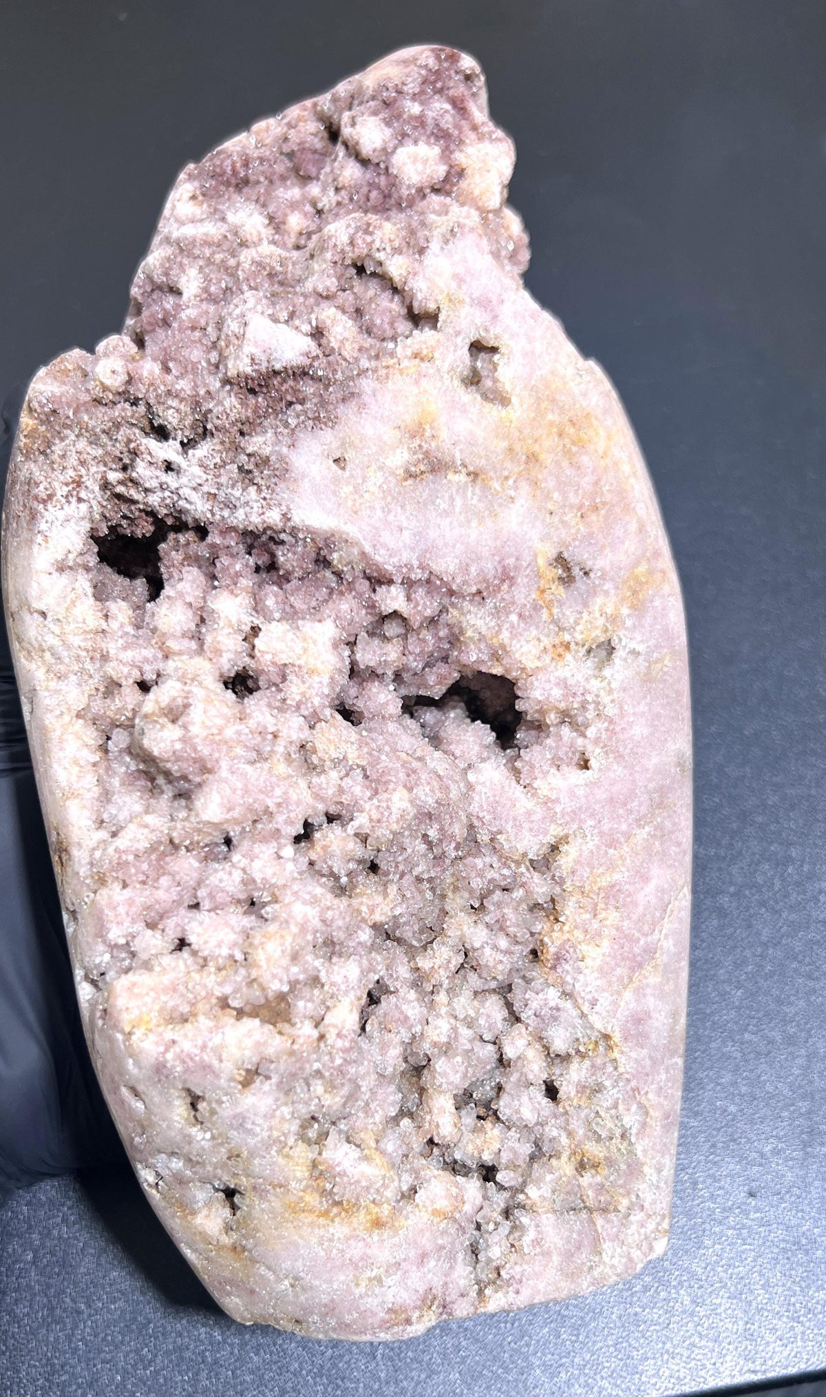 Large Pink Amethyst Druzy Crystal Cluster Standing Freeform Polished Carving - image 3