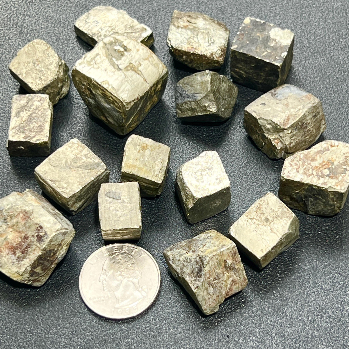 Gold Iron Pyrite Crystal Cubes Rough Raw - image 2