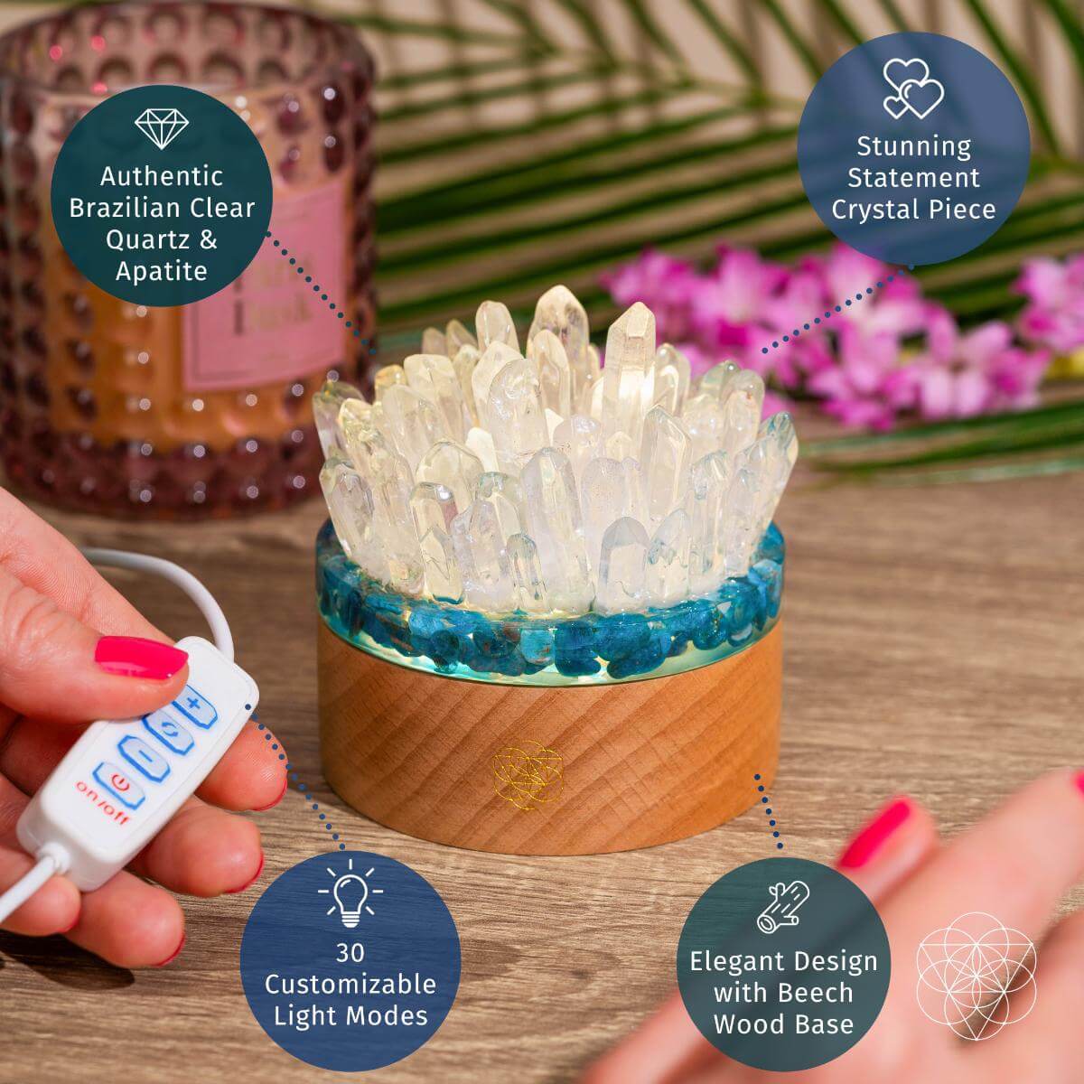 Find My Voice - Quartz & Apatite Lamp of Blooming Confidence - image 3