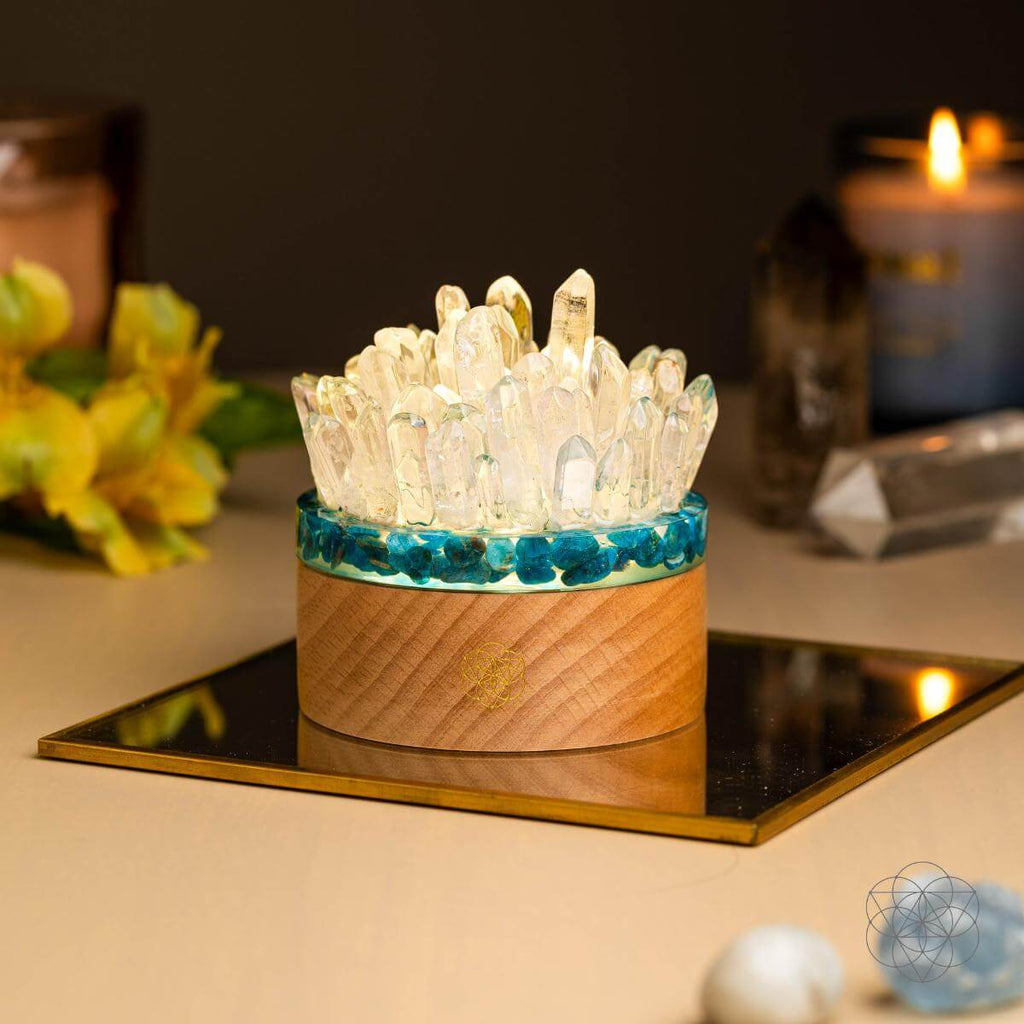 Blue Apatite & Clear Quartz Crystal Lamp - image 6