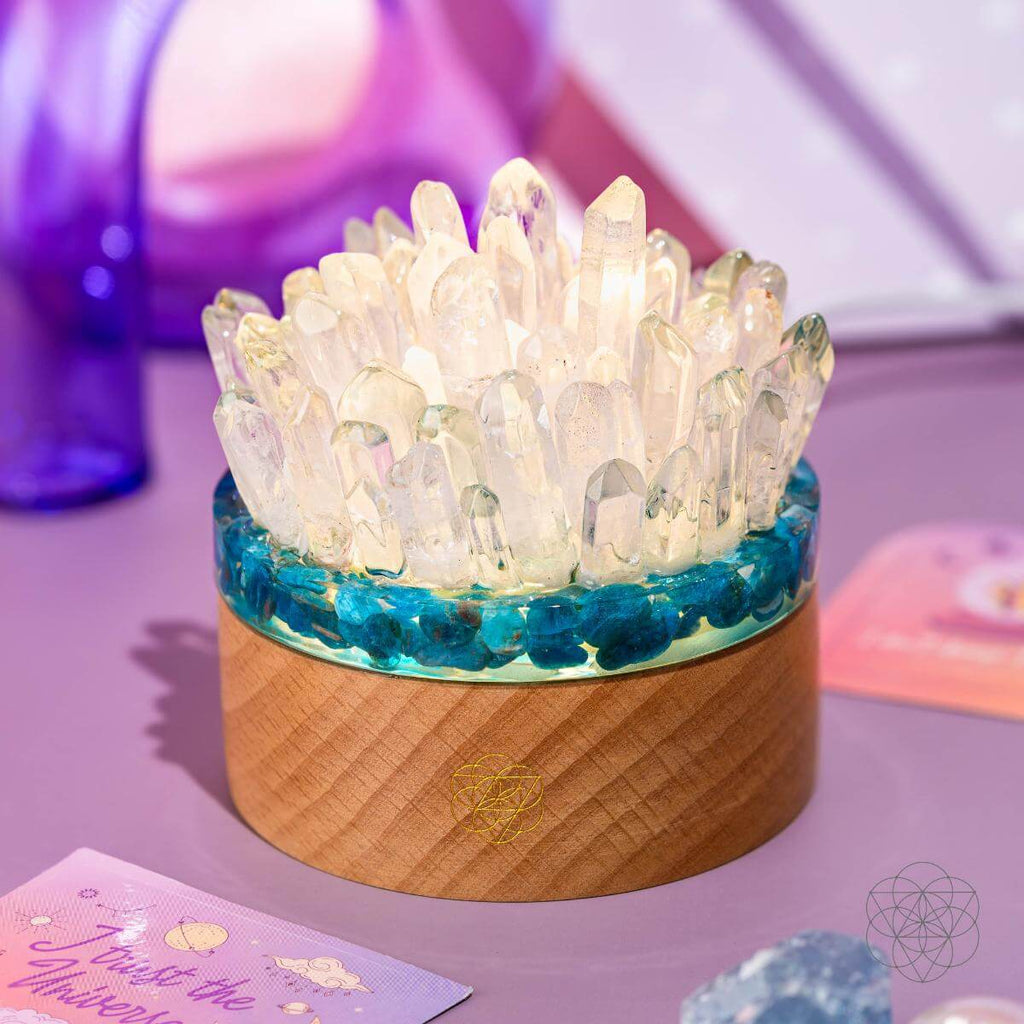 Blue Apatite & Clear Quartz Crystal Lamp - image 2