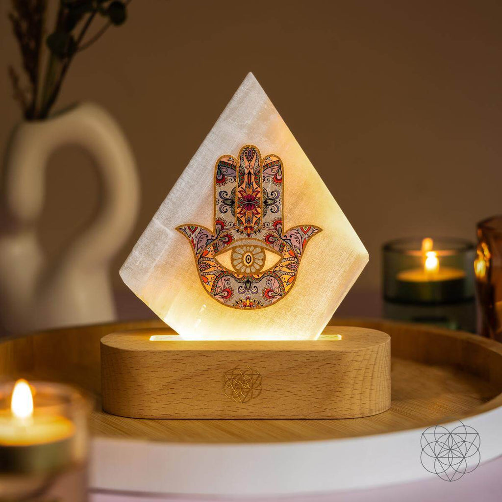 Selenite Hamsa Hand Mood Lamp