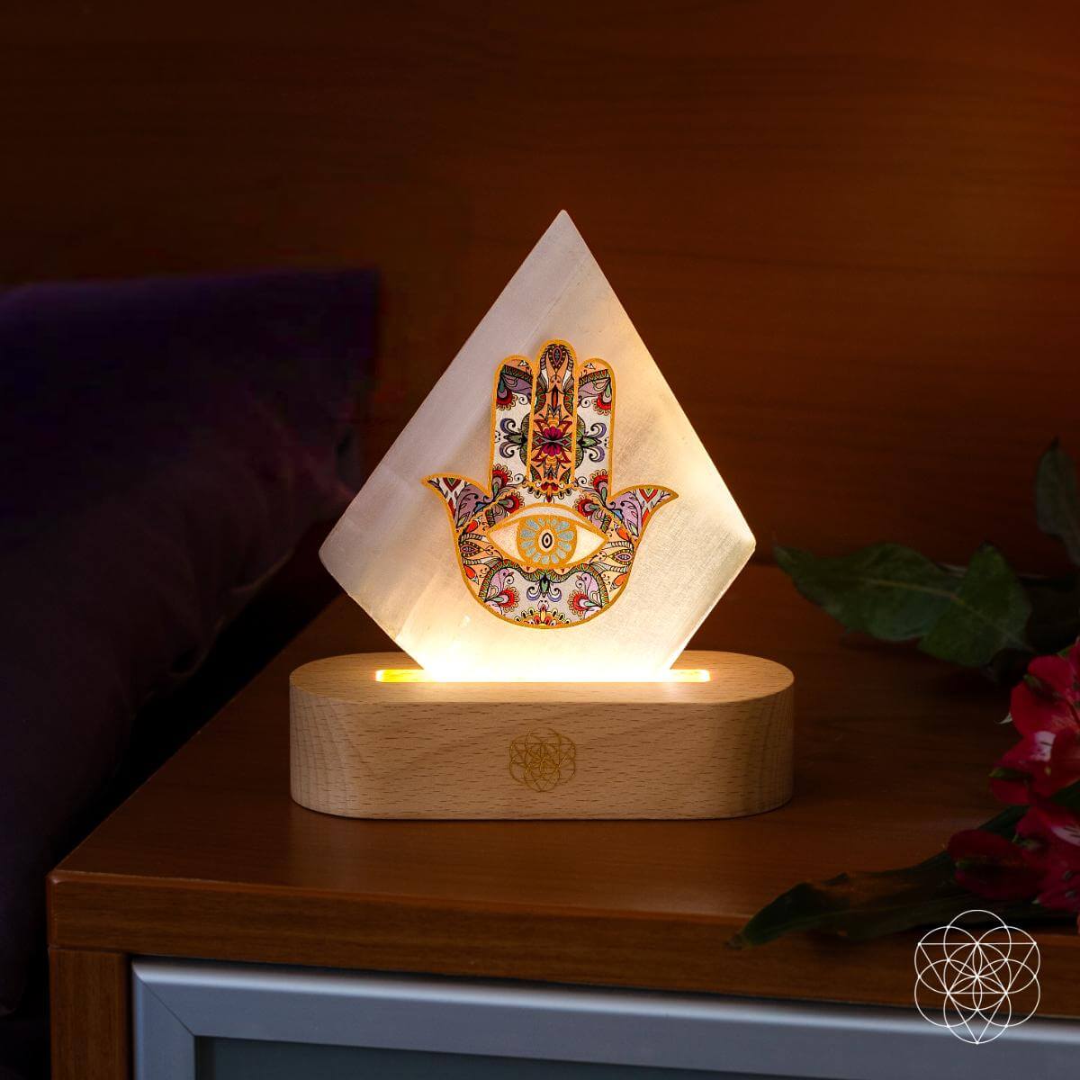 Selenite Hamsa Hand Mood Lamp - image 7