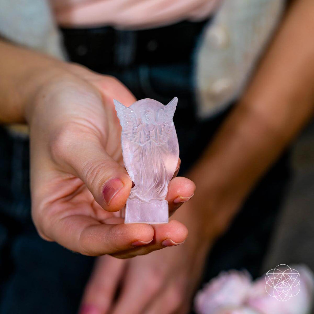 Crystal Angel Carving – Clear Quartz or Pink Opal - image 7
