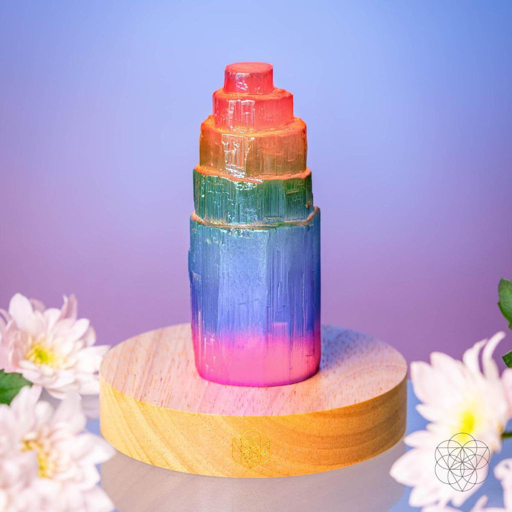 Rainbow Selenite Tower Lamp – Iridescent Crystal Glow - image 7
