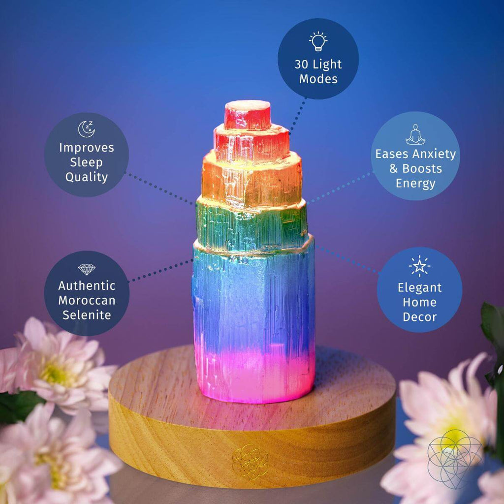 Rainbow Selenite Tower Lamp – Iridescent Crystal Glow - image 3