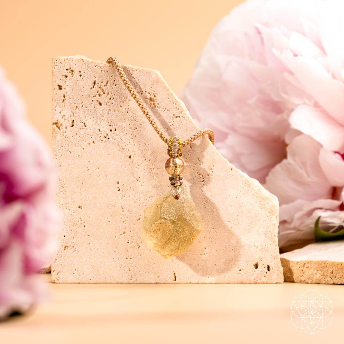 Libyan Desert Glass Pendant with Citrine Bead - image 7