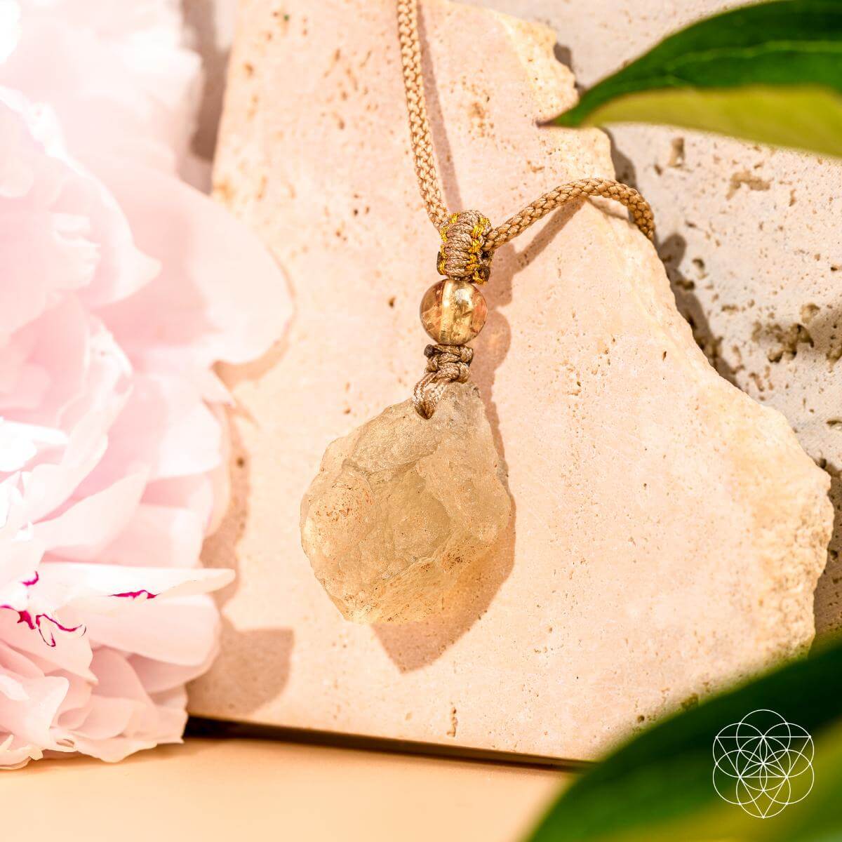 Libyan Desert Glass Pendant with Citrine Bead - image 6