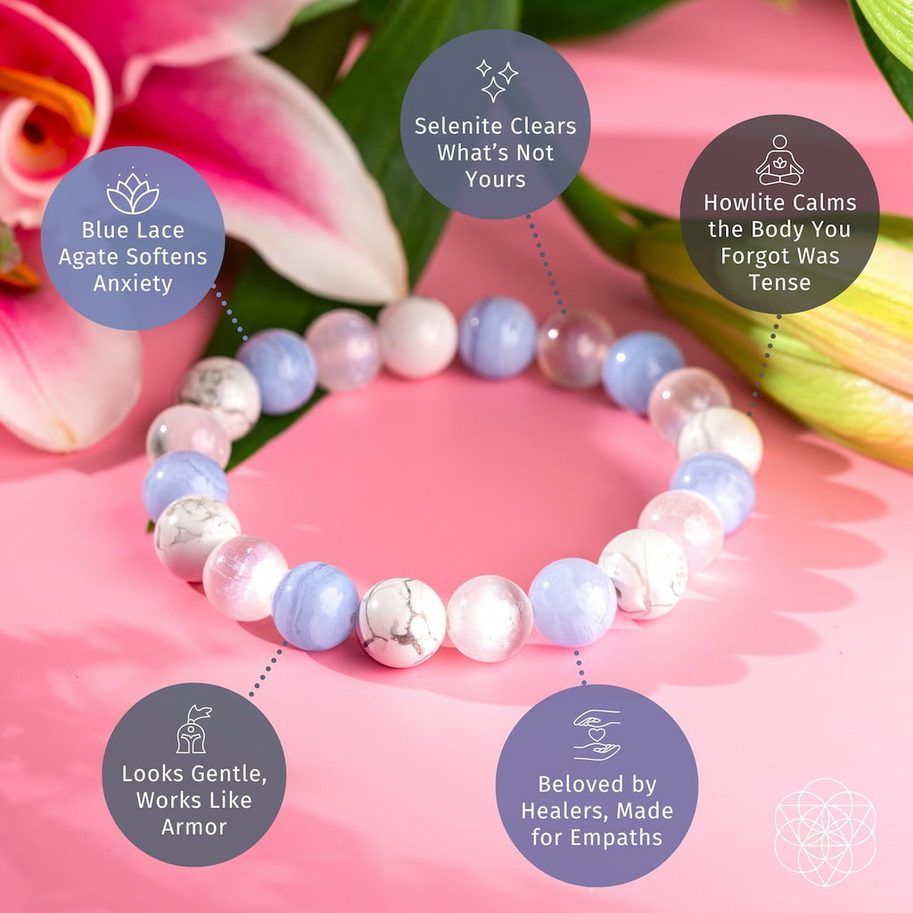 Sky Trio Bracelet – Blue Lace Agate, Howlite & Selenite - image 4