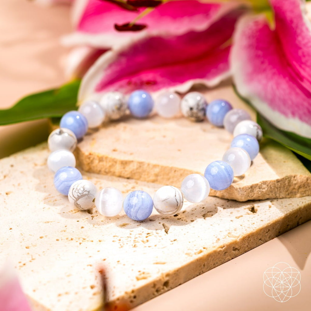 Sky Trio Bracelet – Blue Lace Agate, Howlite & Selenite - image 6