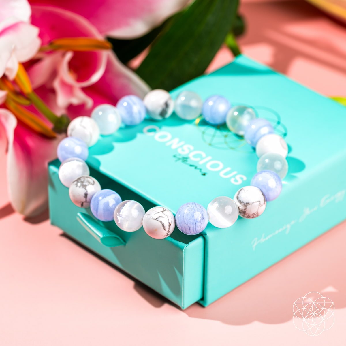 Sky Trio Bracelet – Blue Lace Agate, Howlite & Selenite - image 7