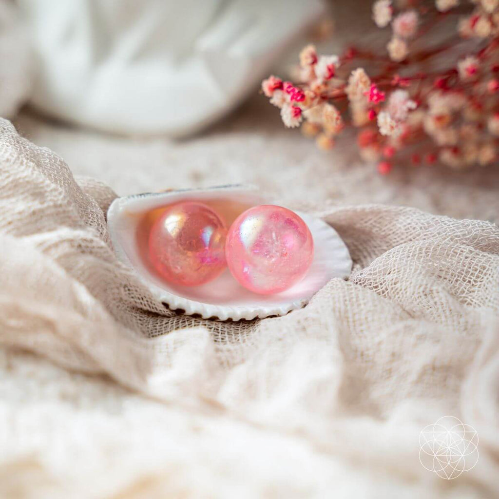 Rose Aura Quartz Spheres (2 pcs) - image 5