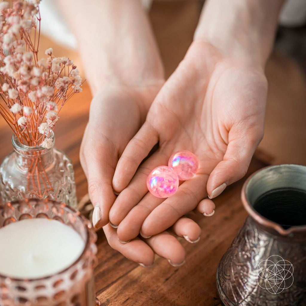 Rose Aura Quartz Spheres (2 pcs) - image 2