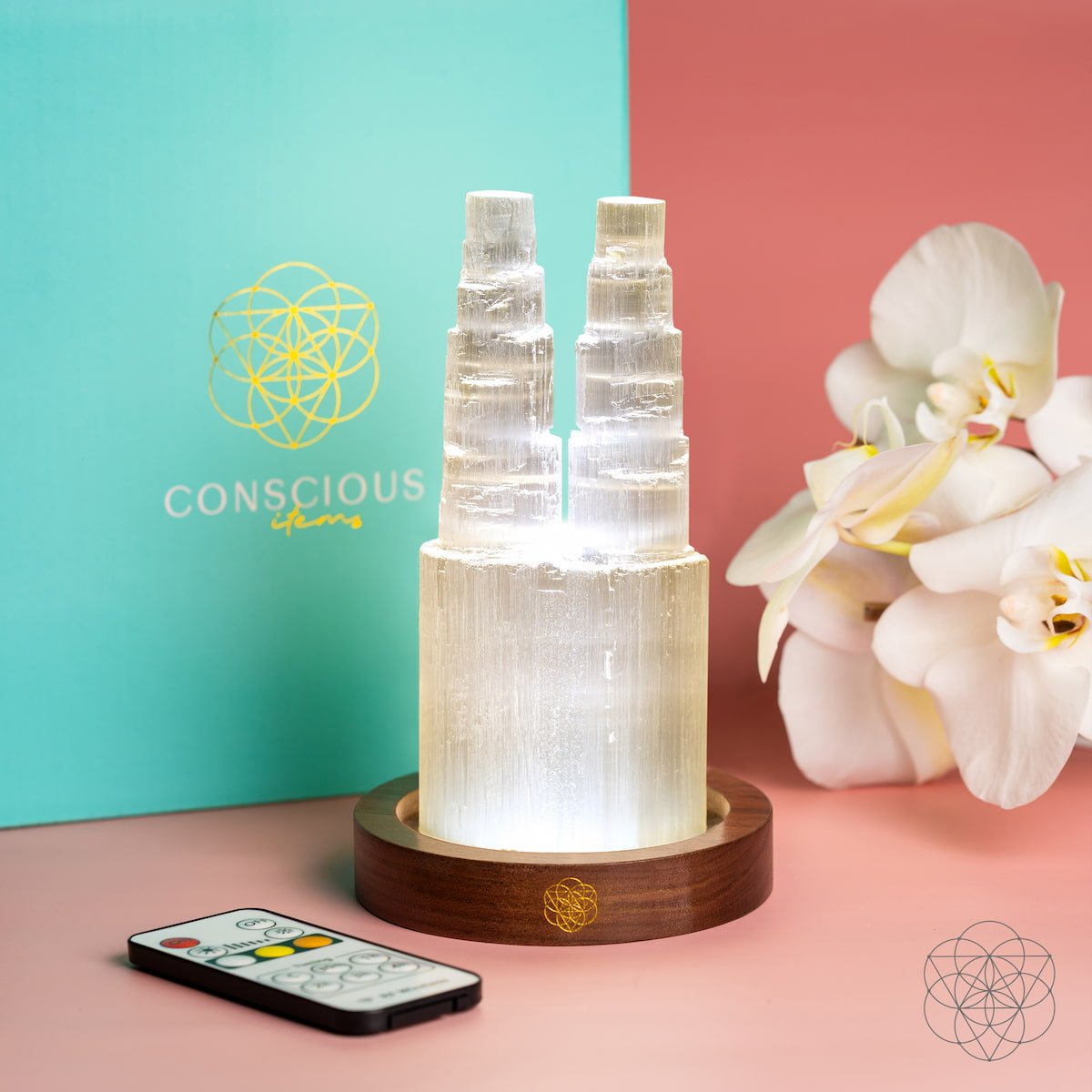 Two-Tower Selenite Lamp – Twin Glow Statement Piece - image 6