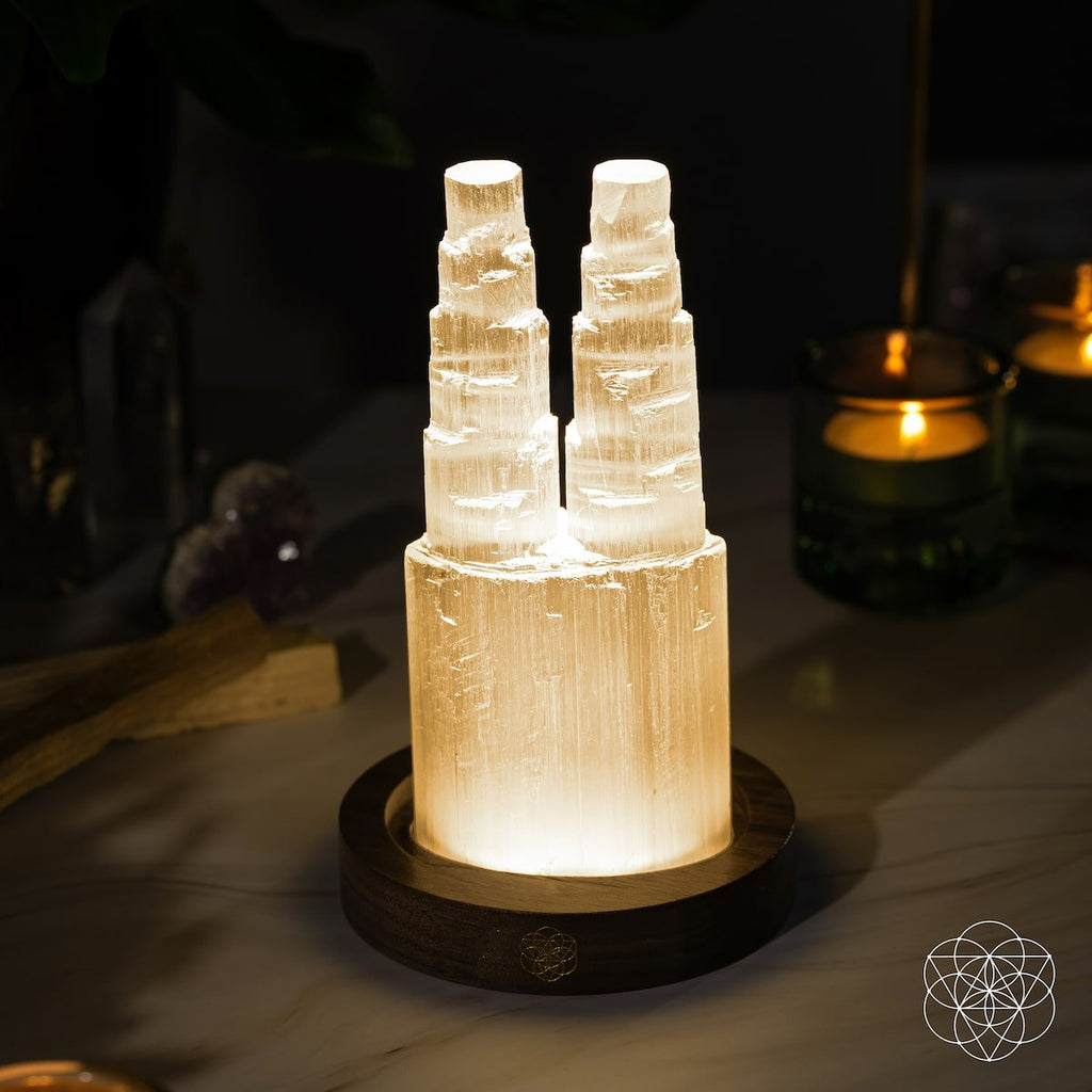 Two-Tower Selenite Lamp – Twin Glow Statement Piece - image 7
