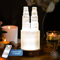 Two-Tower Selenite Lamp – Twin Glow Statement Piece