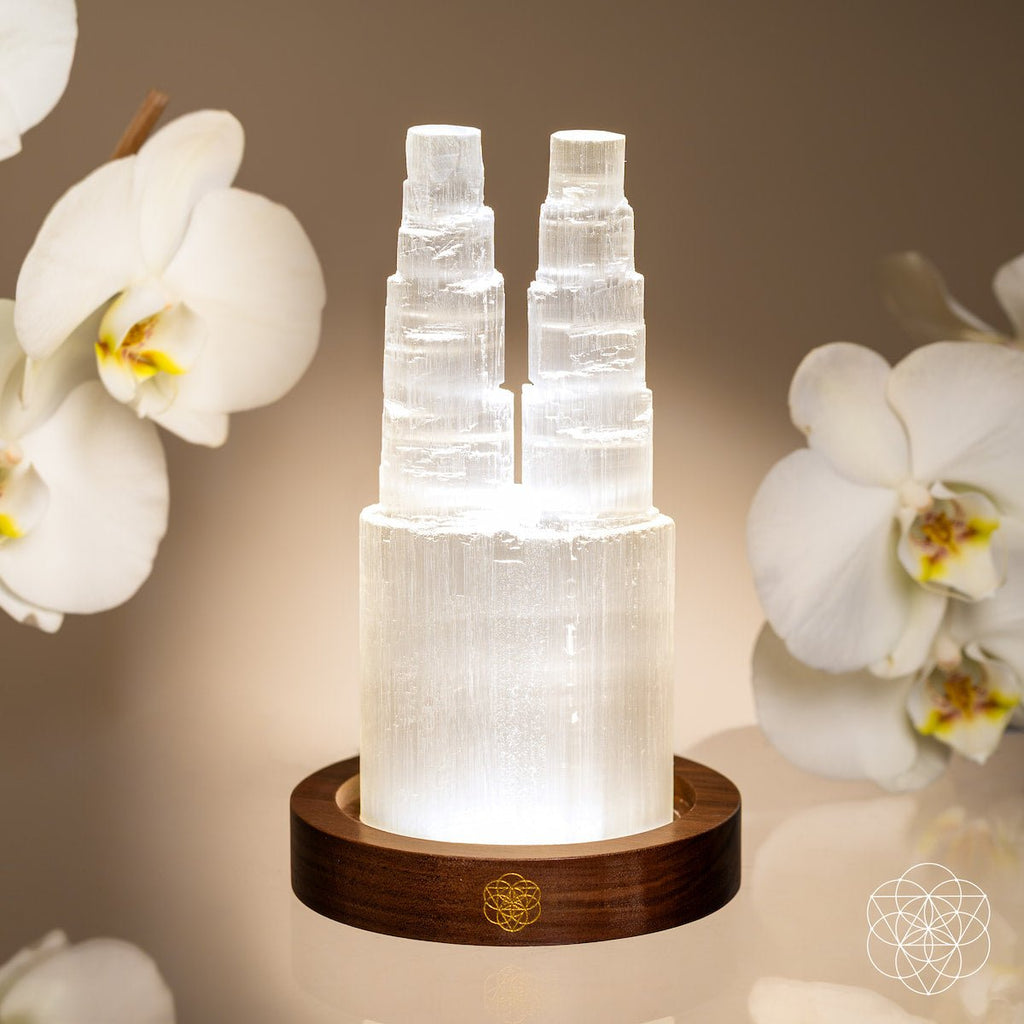 Two-Tower Selenite Lamp – Twin Glow Statement Piece - image 2